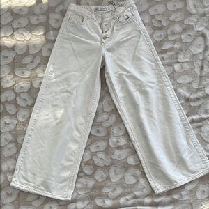 Zara Cream Flare Wide-Leg Jeans